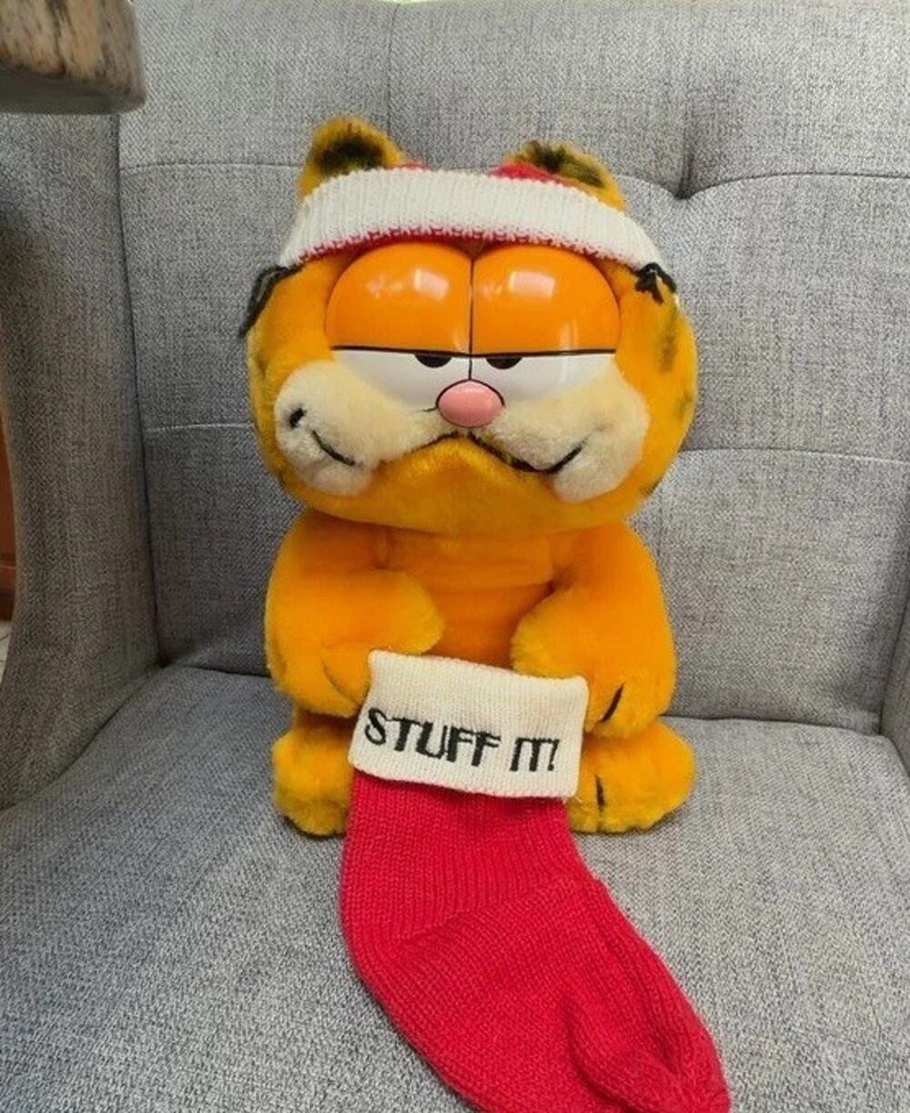 Dakin Garfield Christmas Plush 10" with Santa Hat & Stocking